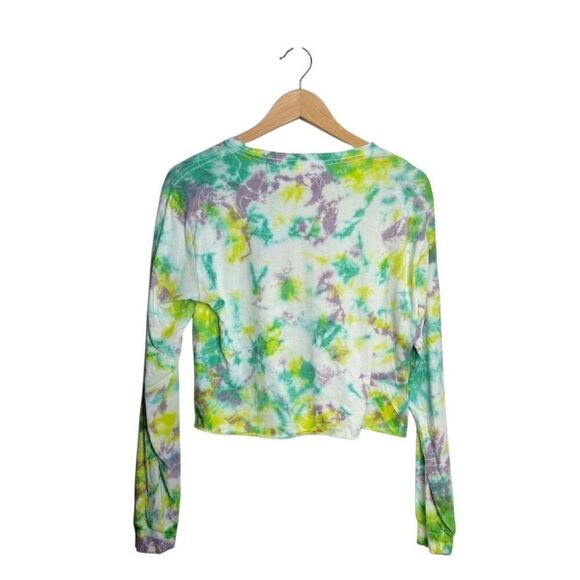 PINK Long Sleeve Shirt Size Small Cropped Crewneck Tie Dye Pullover - Picture 4 of 5